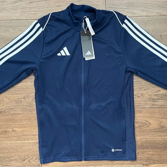 NWT-Adidas AEROREADY Youth Track Jacket Navy Blue Full Zip 13-14 / 164 - Picture 2 of 11
